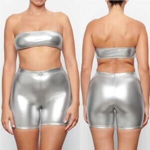 NWT Skims Pull On High Waisted Mid-Length Swim Short Nickel Women's Size XS